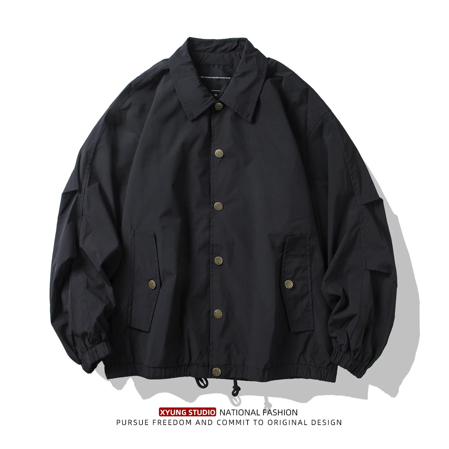 

Retro American Workwear Jaet Men's Loose Casual Versatile Outerwear Japanese irt Sle Polyester Fiber Long Sve