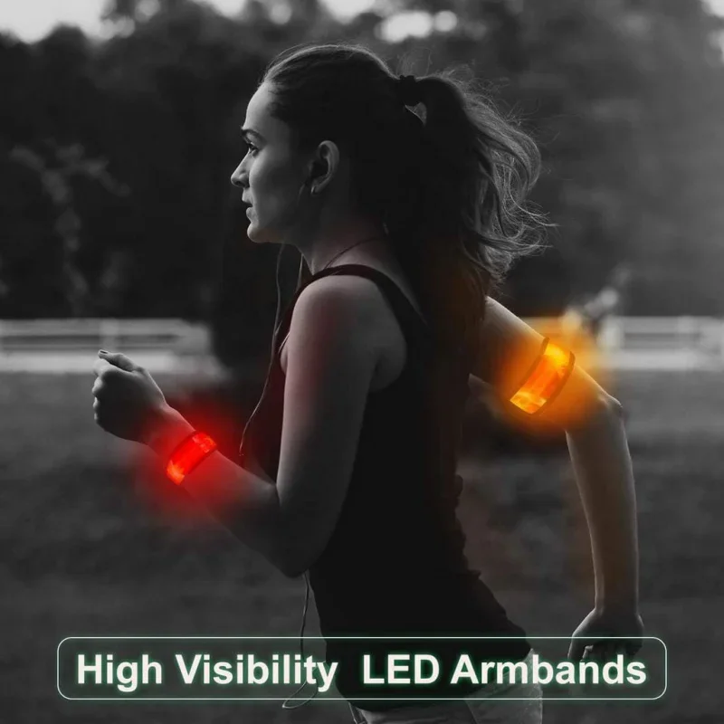 Running Light Arm with LED Night Cycling or Running Safety Warning Reflector Light Rechargeable Fiber Optic Light