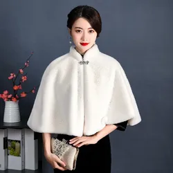 Faux Fur Party Wrap Winter Warm Bridal Bolero Ivory High Quality Wedding Coat High Neck Wedding Bridal Wrap Party Cape wholesale