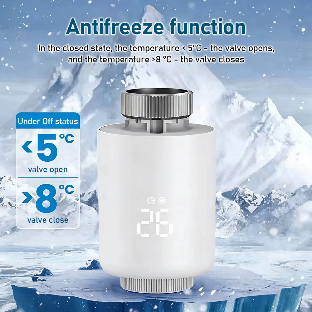 Smart Radiator Thermostat Valve TRV with Antifreeze Function, Programmable Temperature Control Heating Valve, Energy Saving Home