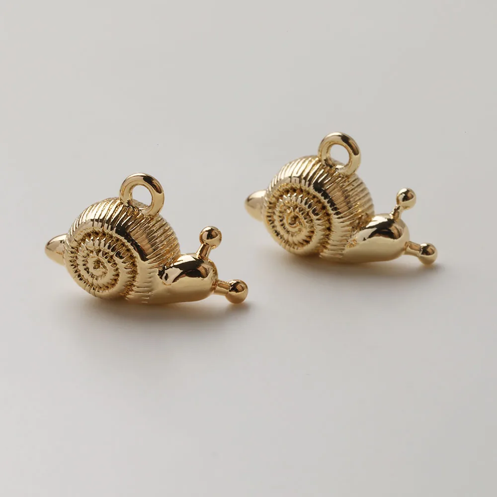 4PCS 14K Gold Plated Brass Cactus Snail Pendant Jewelry DIY Making Supplies Handmade Components Material Accessories