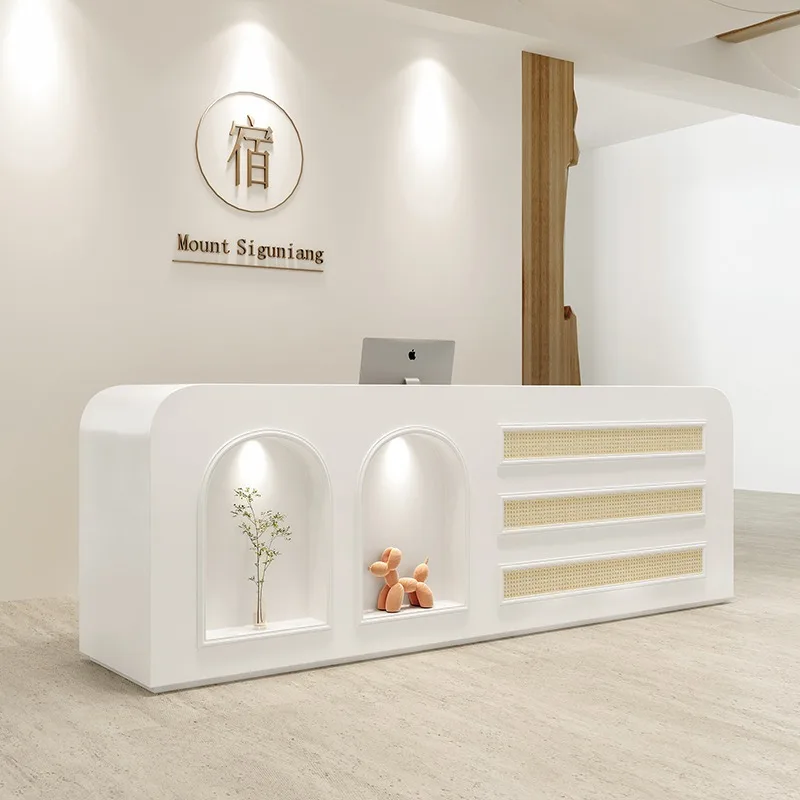 Front Reception Desk Wooden Study Table Office Mobile Service Desk Vanity Luxury Executive Scrivania Per Ufficio Furniture