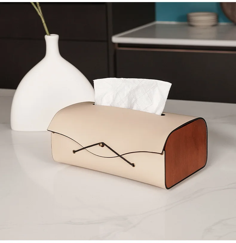 Luxury Retro Jacquard Tissue Box, Saddle Leather Texture Napkin Holder, High-end Desktop Tissue Case For Home Living Room Decor