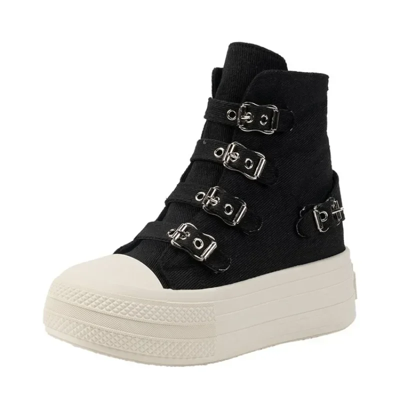 8cm Wedge Heels Sneakers Canvas Schuhe Damen Frühling und Herbst neue Mode alle lässigen dicken belüfteten Sohlen Board Schuhe
