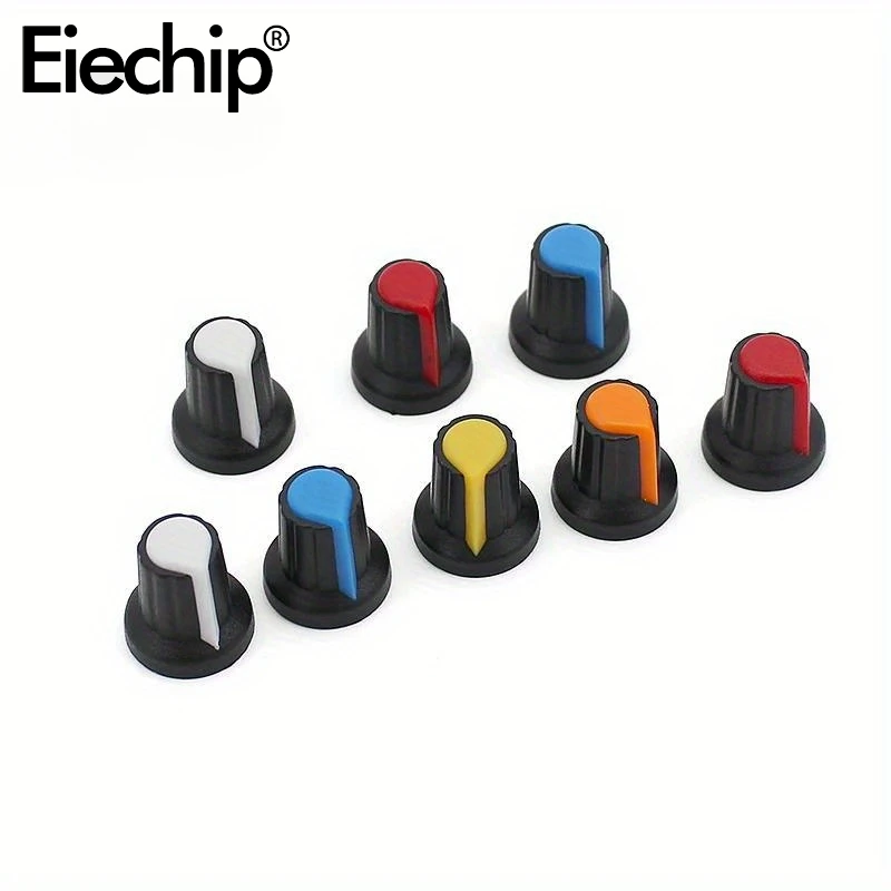 30pcs/lot WH148 Potentiometer knobs 15X17mm 6mm Potentiometer Plastic Knobs Cap 5 colors Yellow Orange Blue White Red