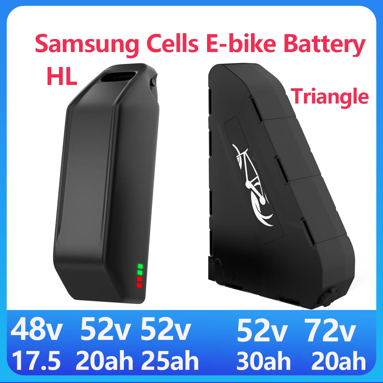 48V 17.5Ah 52V 20Ah 25Ah 30Ah 72V 20Ah Lithium Battery for E-Bbike Bicycle Battery  Samsung cells 500-5700W Motor with charger