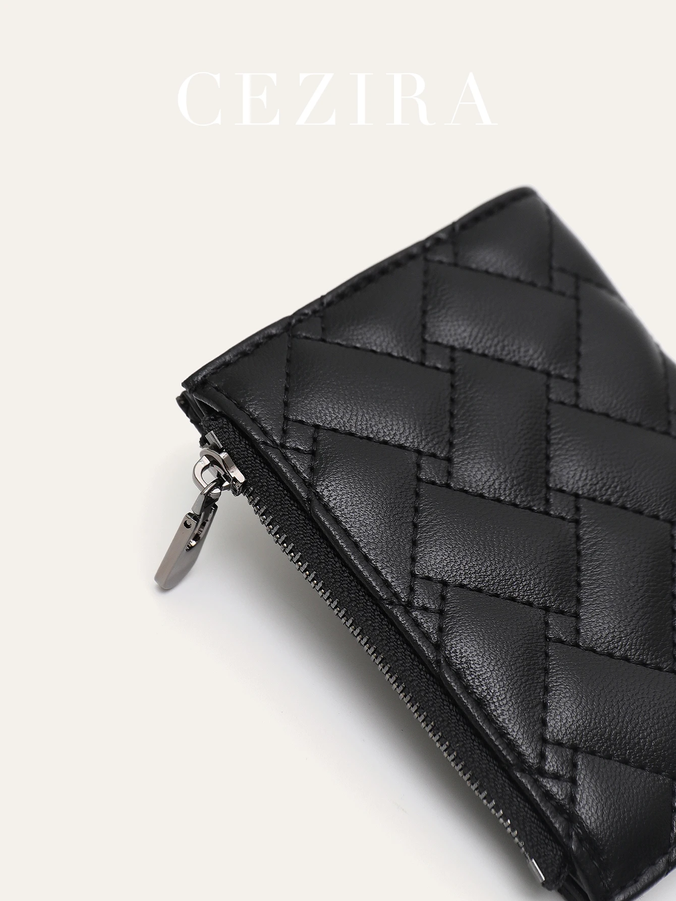 CEZIRA المرأة موضة الموضوع بولي Leather الجلود Bifold محفظة قصيرة فتحات بطاقة متعددة فتحة النقدية حامل بطاقة الائتمان محفظة أنيقة سستة #2