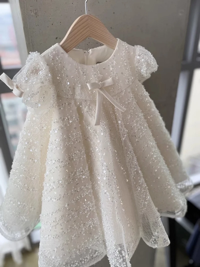 IYEAL 2024 Luxury Sequins Elegant Party Dresses for Girls Eid Wedding Birthday Baby Girls Baptism Easter Dress Children Clothes