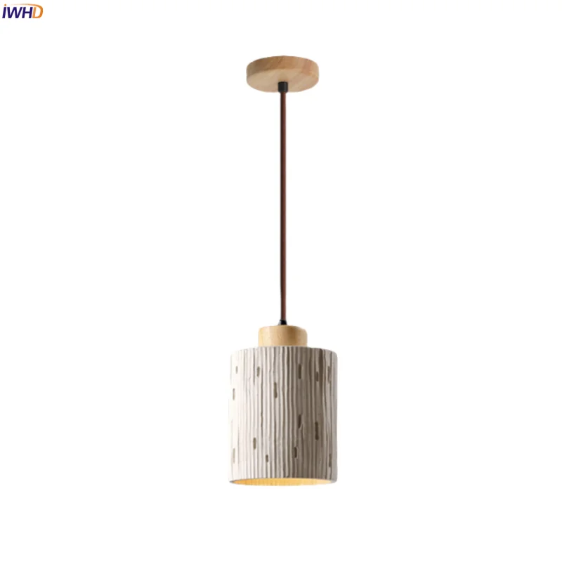 

IWHD Japanese Vintage Cement LED Pendant Lights Bedroom Living Dining Room Table Light Wabi Sabi Hanging Lamp Lighting Lampara
