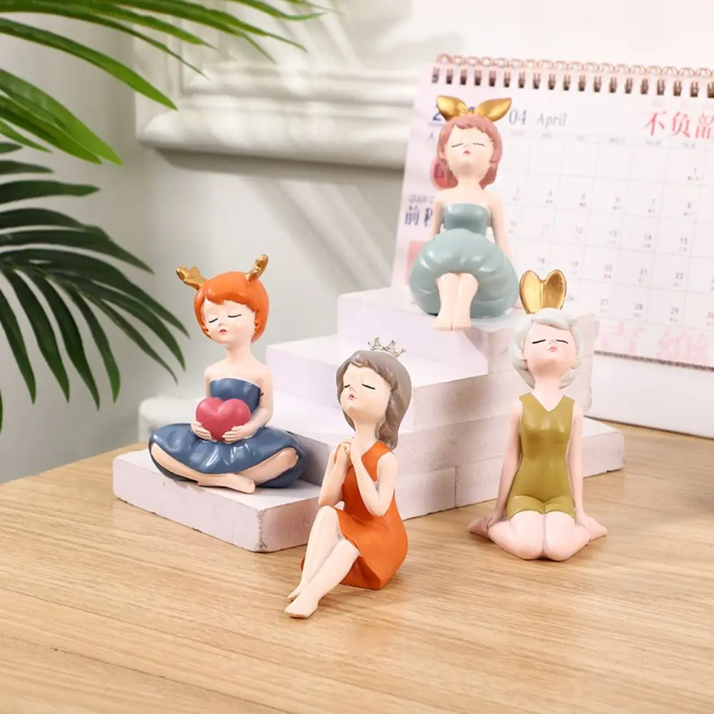 

Desktop Ornament Resin Little Girl Statue Creative Waterproof People Sculpture Cute Handicraft Miniatures Figurine Home