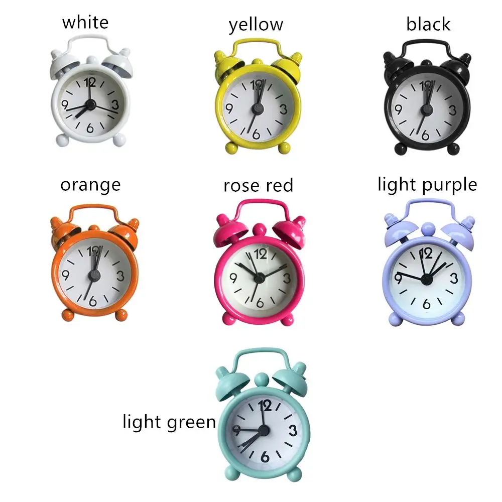 Portable Mini Alarm Clock Electronic Round Number Double Bell Desk Table Digital Quartz Clock Home Decoration Retro
