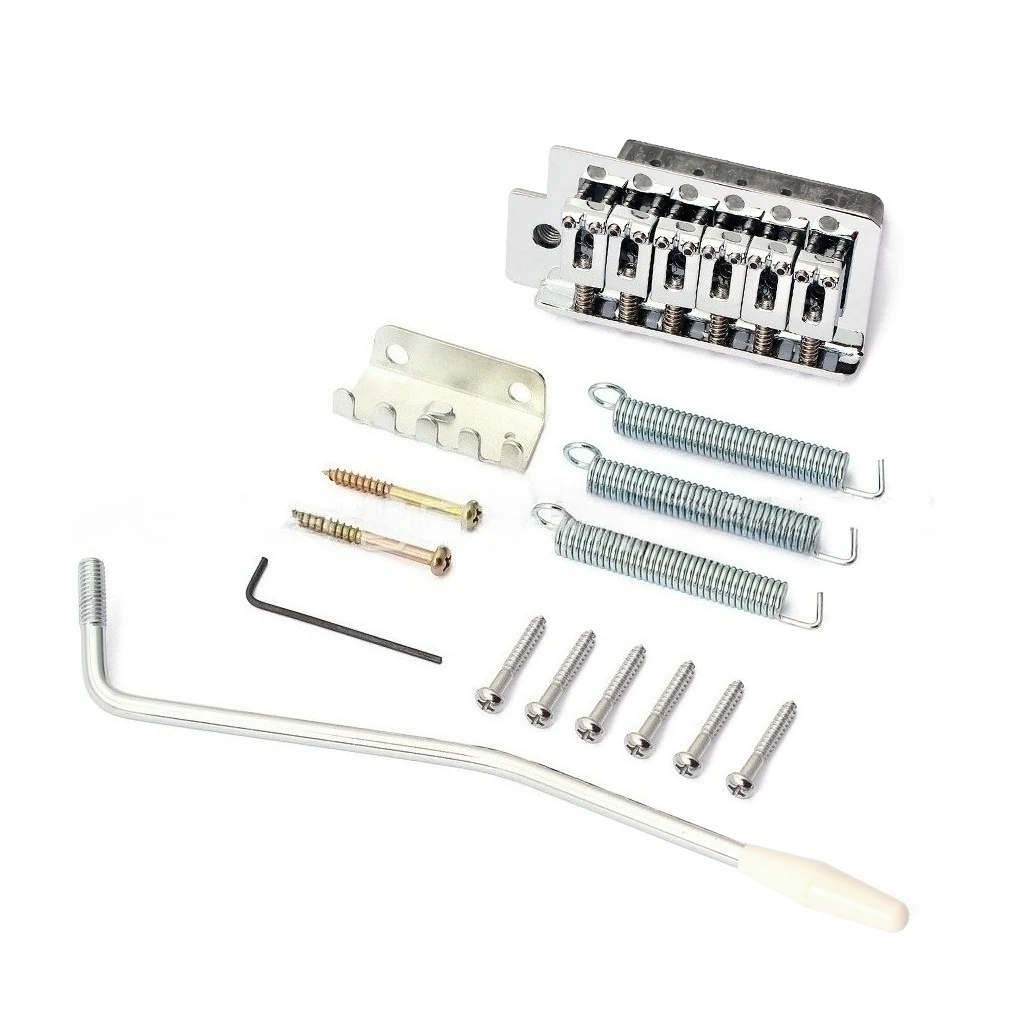 Left Hand ST Tremolo Guitar Bridge Chrome Black With Whammy Bar Complete Hardware For 6‑String Electric Guitar