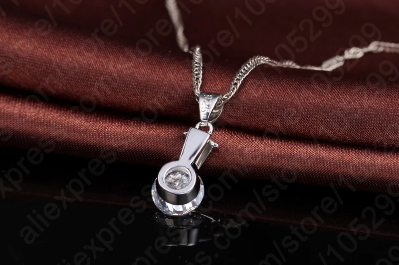 العصرية 925 فضة شكل دائري مكعب دلاية من حجر الزركون قلادة وأقراط مجموعة للنساء هدايا مجوهرات الزفاف