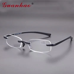 Guanhao Soft Ultralight TR90 Frame Rimless Reading Glasses Men Women Spectacles Reader Eyeglasses Case 1.0 1.5 2.0