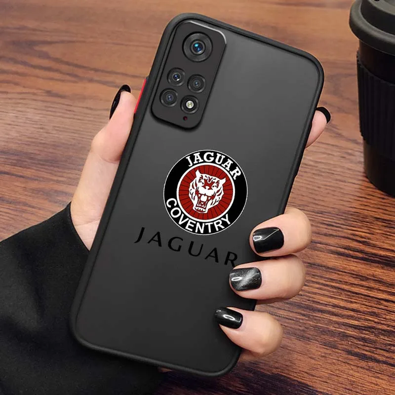 J-Jaguar Car Popular Logo Cool For Xiaomi Redmi Note 13R 13 12 12S 11 12T 11S 11E 11T 10 Pro Plus Frosted Translucent Phone Case