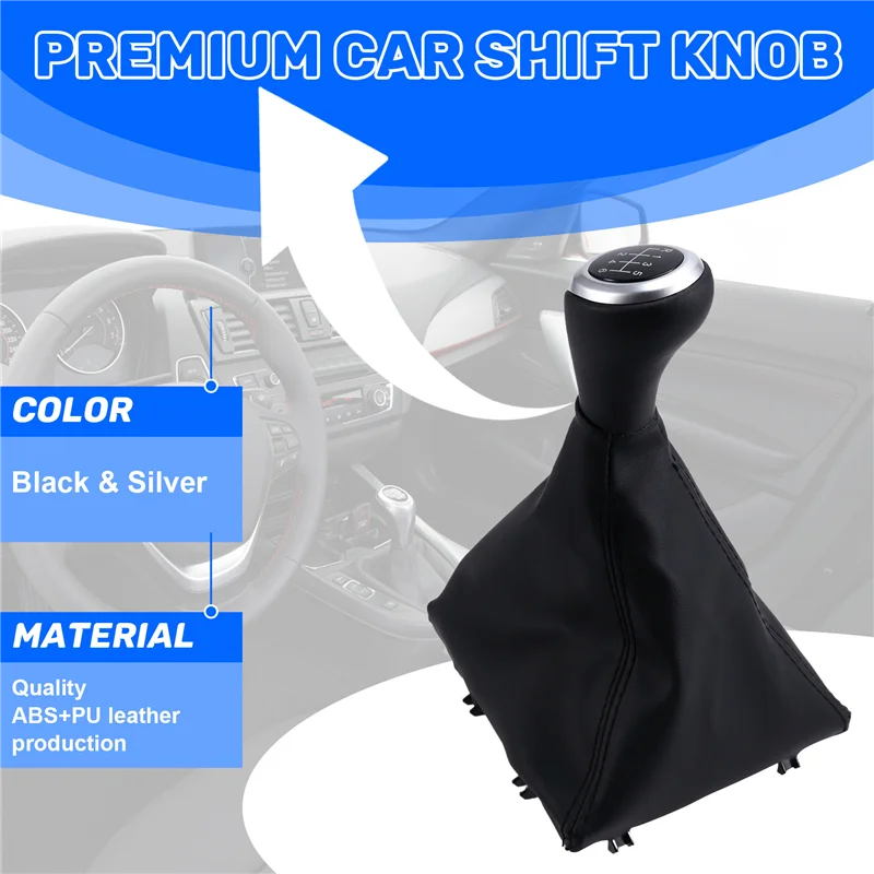 

A02Q-Car 6 Speed Manual Gear Lever Stick Shift Knob With PU Leather Dustproof Boot For BMW 1 3 Series F20 F21 F30 F31