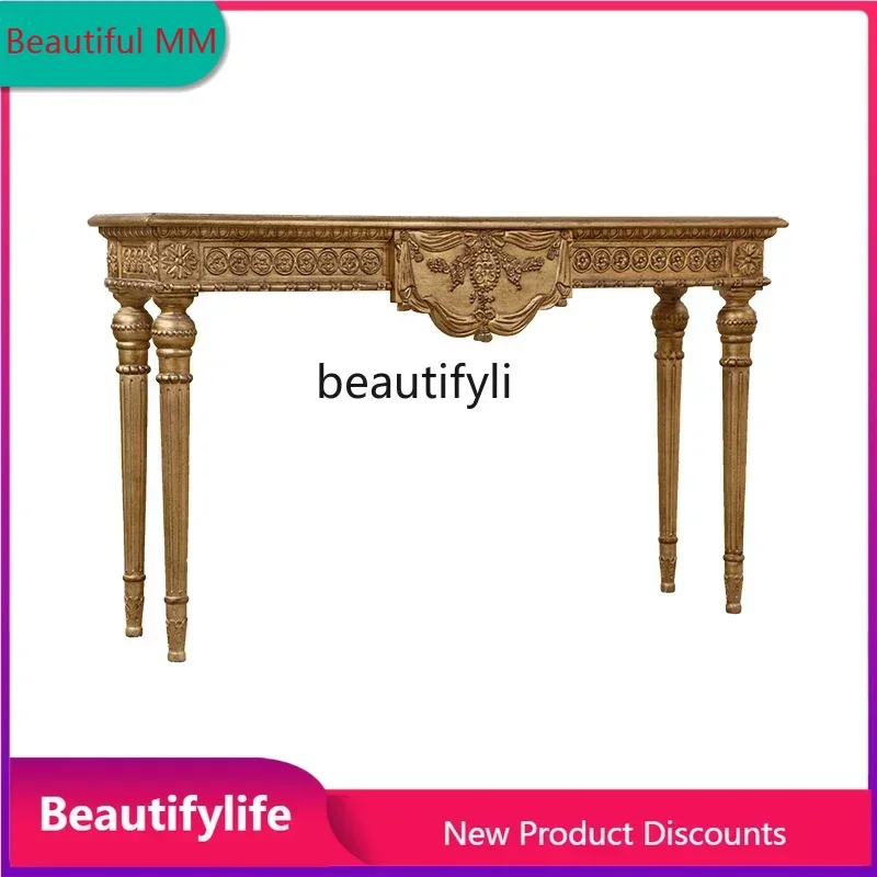 xzEuropean Court Console Tables High-End Villa Vintage Handmade Carved Console Home Altar Units