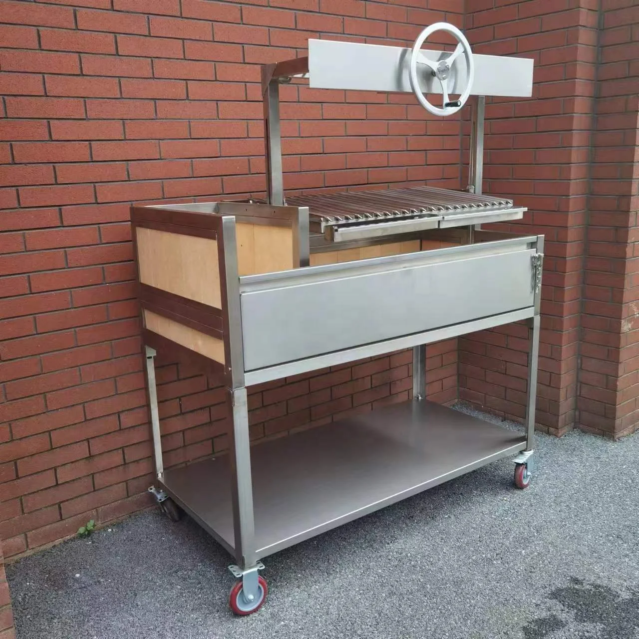 

53-дюймовый деревянный угольный гриль-барбекю из нержавеющей стали Asado Parrillas/Марчо/Санта Мария Аргентинский аргентинский гриль с корзиной Brasero