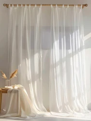 1Pc Shading Solid White Sheer Curtains for Living Room Decoration Window Curtains for Kitchen Modern Tulle Voile Curtains