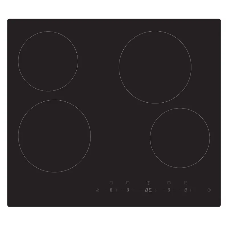 60cm Wide, 4 Cooking Zones, 9 Power Levels, Touch Control, Suitable for All Pots and Pans, Built-in Glass Ceramic Hob