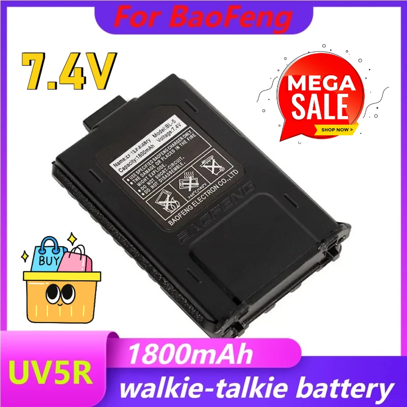 

Battery BL-5 Li-ion 1800mAh Battery for UV5R UV 5R Walkie Talkie Two Way Radio Accessory