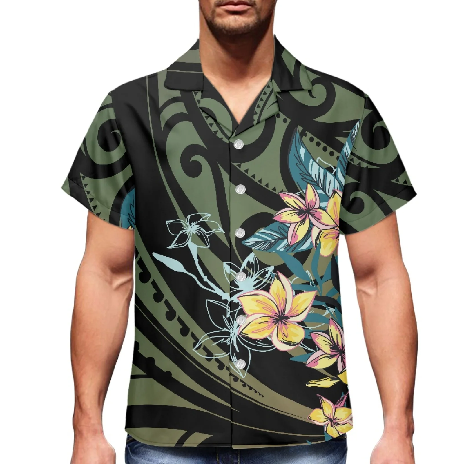 

Polynesian Tribal Fijian Toten Printing Summer Daily Shirt Hawaiian Printing Casual Loose Shirts Short Sleeve Beach Loose Tops