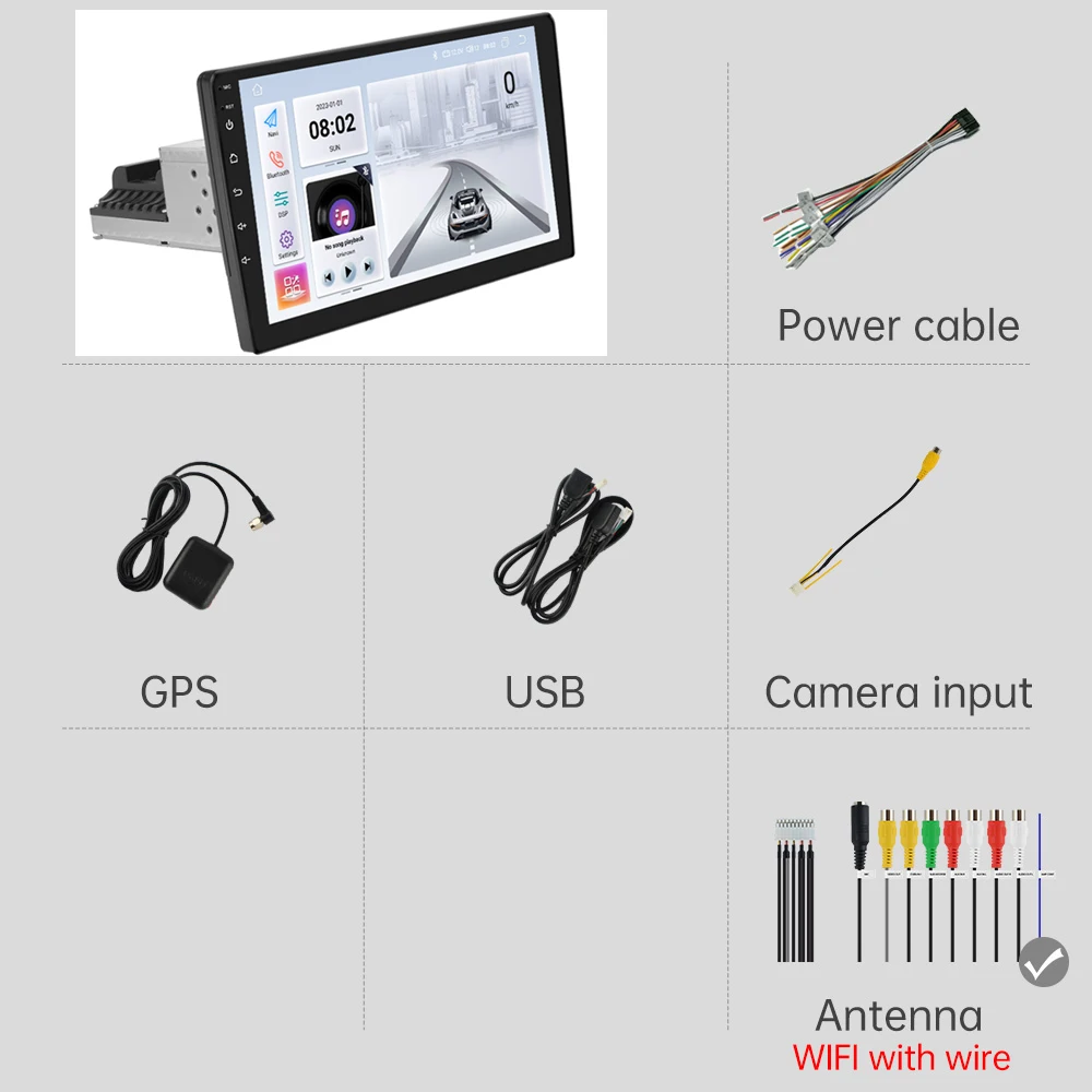 1din 4G+64 Android12 9/10 inch Stereo car Radio Adjustable Universal GPS  Bluetooth Navigation Multimedia  8 Core Carplay 1 Din