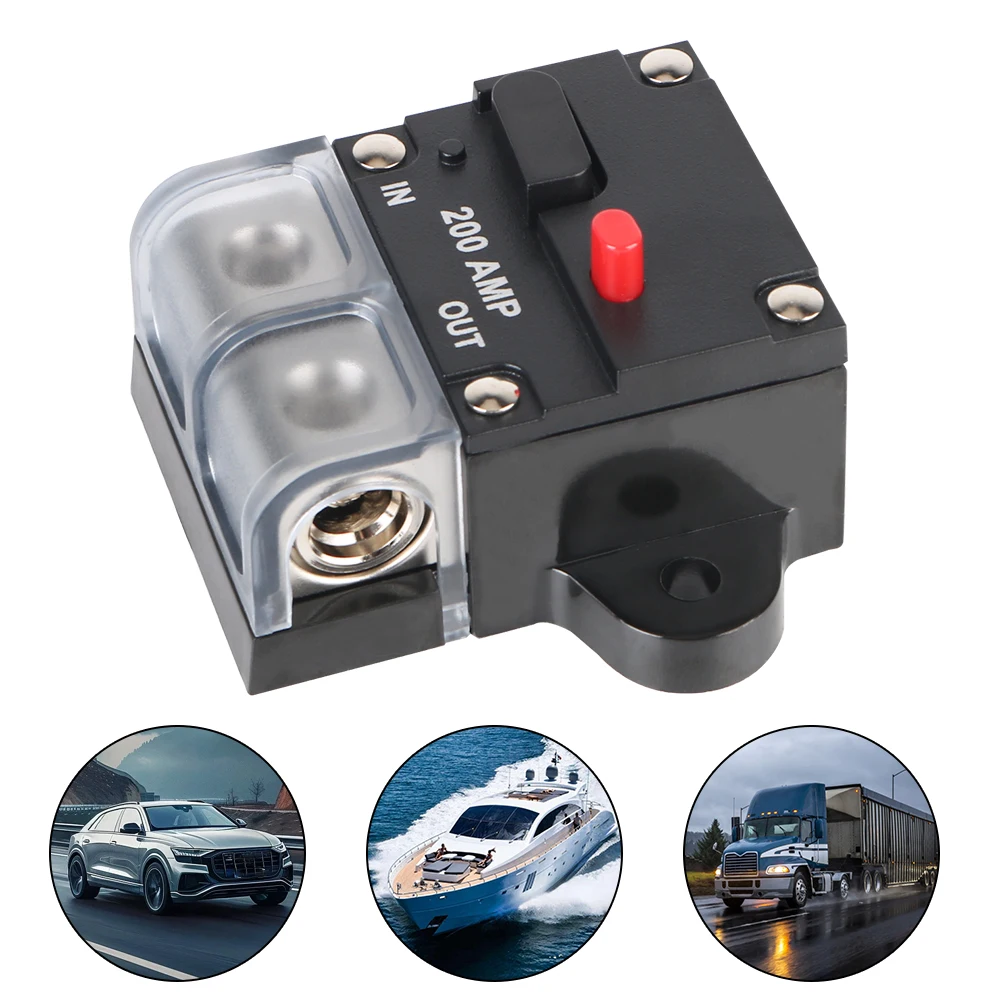 Car Boat Audio Manual Power Protect Fuse 12v-48v DC Circuit Breaker Reset Fuse Solar Fuse Resettable Insurance 200A