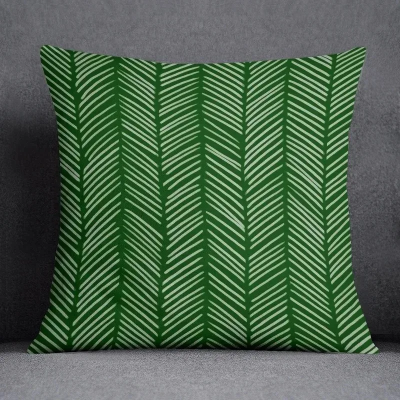 Green Leaf Pattern Double-sided Printed pillow cover Short plush Suitable living rooms bedrooms sofas throw cushion cover