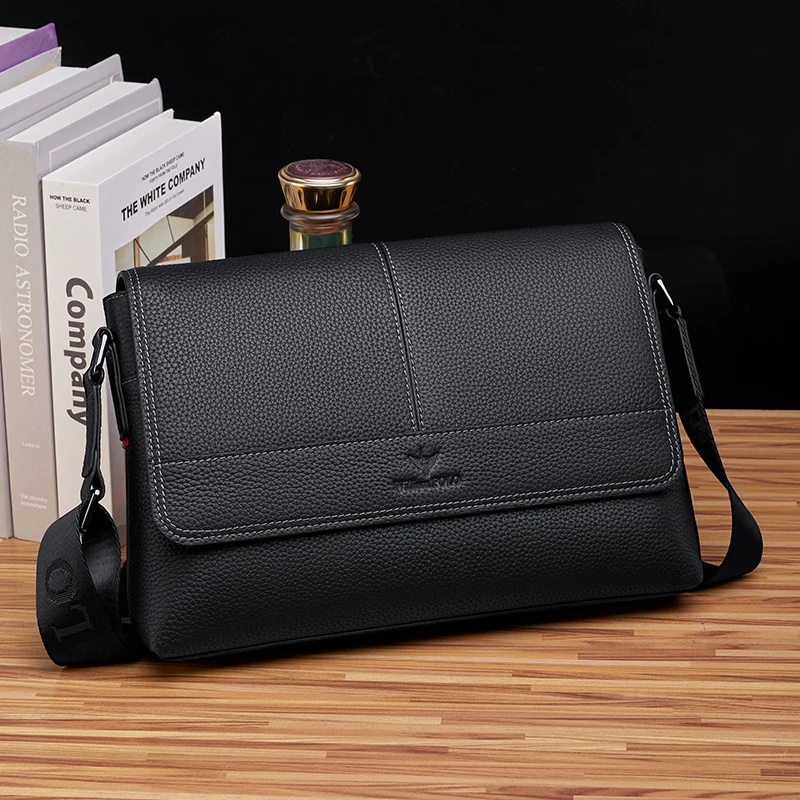 

Men's Genuine Leather Crossbody Bag Business Casual Shoulder Bag New Top Layer Cowhide Commuter Small Satchel