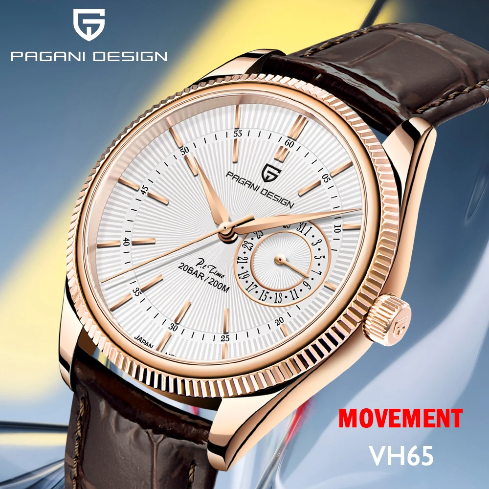 

PAGANI DESIGN 40 мм повседневные кварцевые спортивные часы VH65 роскошные кожаные часы в стиле ретро с сапфировым стеклом водонепроницаемые часы для мужчин Reloj Hombre