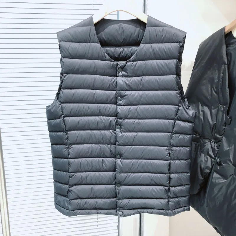 90% White Duck Down Men's Liner Sleeveless Jackets 2023 New Autumn Winter Lightweight Packable O-neck Variable V-neck Men Coat