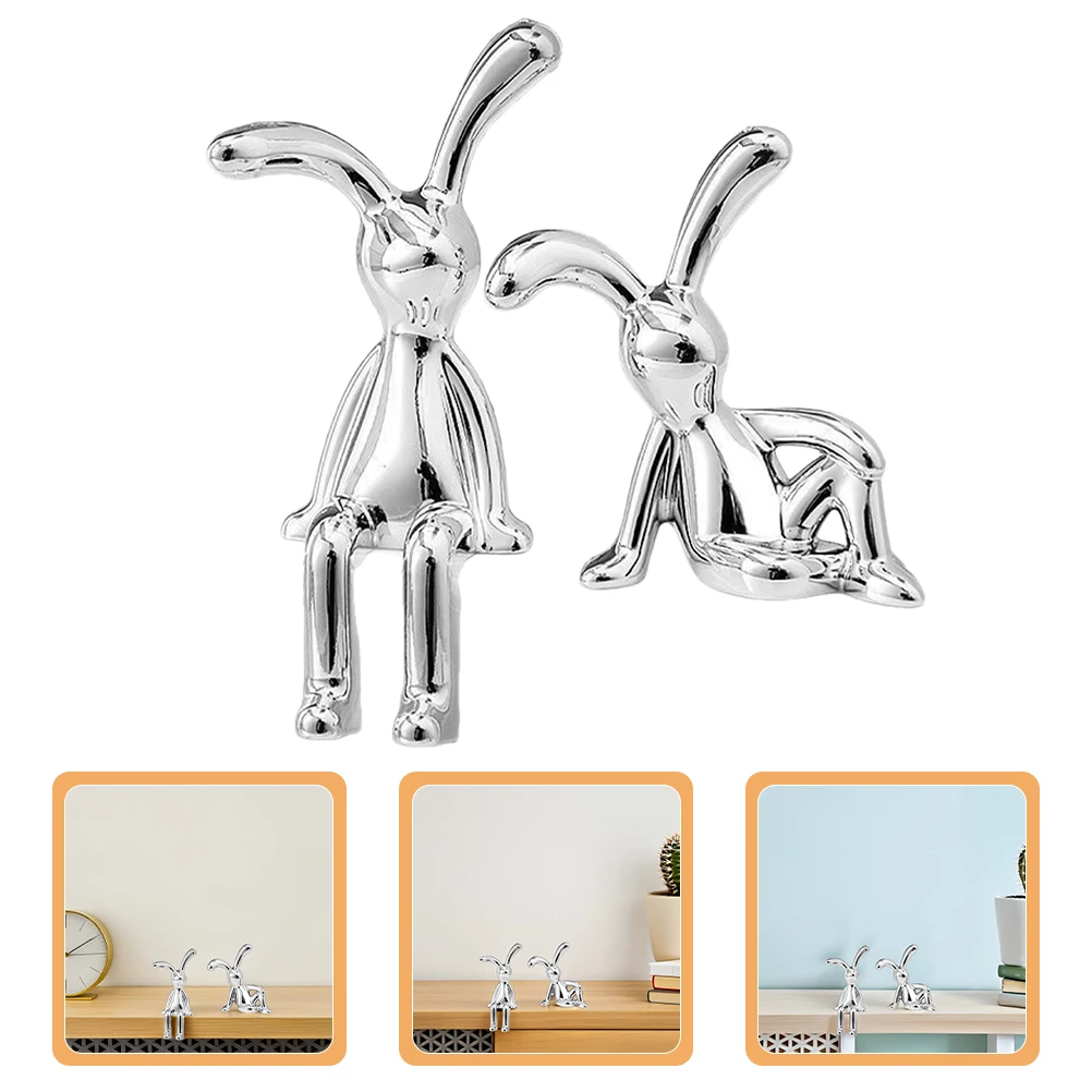 

4 Pcs Bunny Decorative Ornaments Figurine Figures Cute Plastic Rabbit Figurines