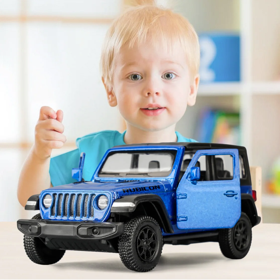 RMZCITY-Jeep Wrangler Rubicon modelo de aleación, coche de juguete fundido a presión, colección de Metal, regalo para niños, 1:36