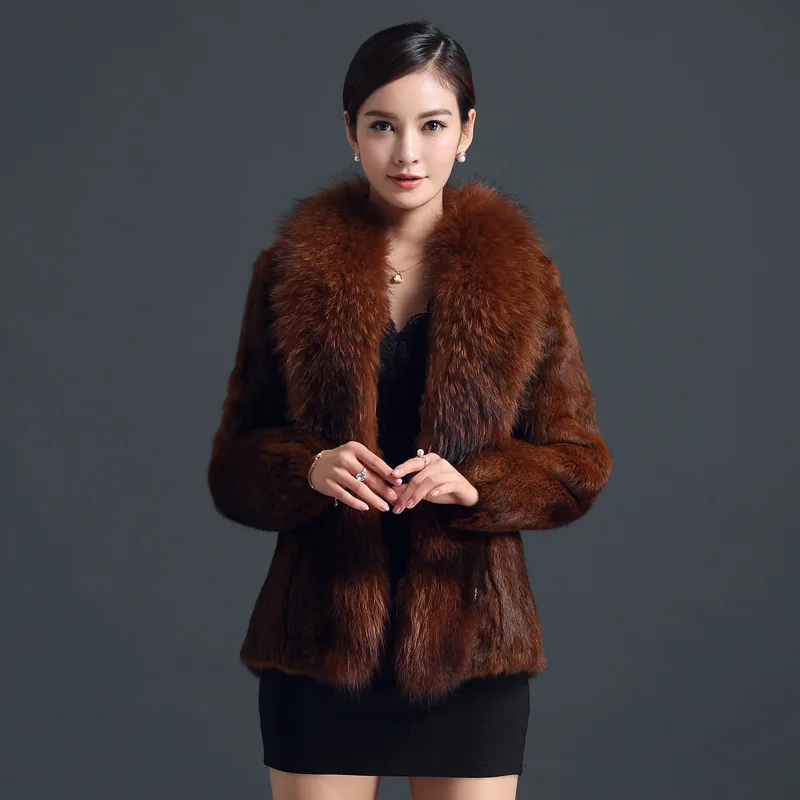 

Coats Women Winter 2022 Trend Femal Fur Coat Raccoon Fur Collar Rabbit Fur Jackets Ladies Warm Overcoat Femal Coats 6XL Manteaux