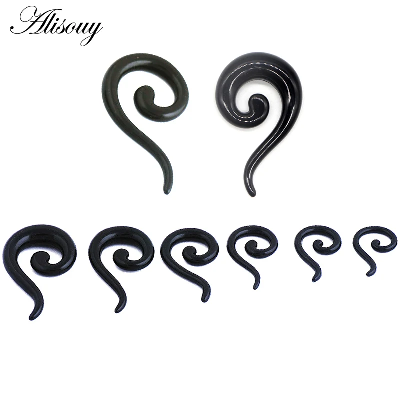 2 Pieces 1.6-10mm Acrylic Spiral Taper Flesh Tunnel Ear Stretcher Expander Studs Cone Snail Questions Mark Buffalo Earrings