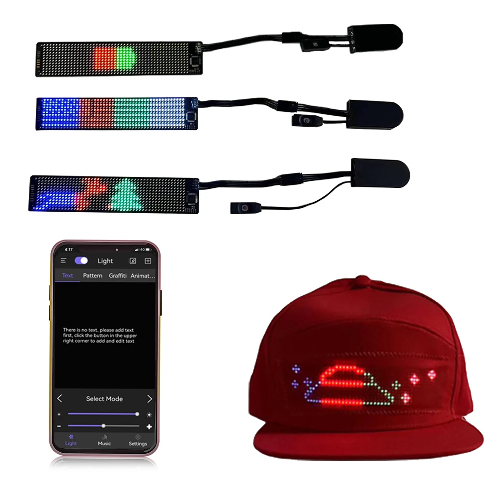 

1248 mini LED flexible billboard, Bluetooth application control support text,patterns,animation programming is suitable for hats