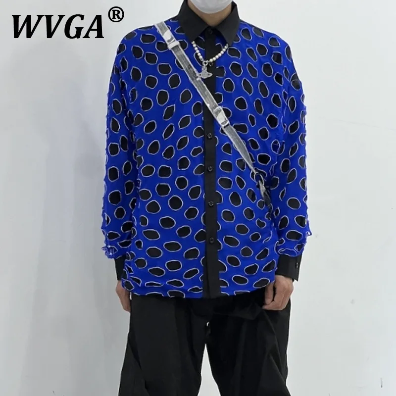 

WVGA весна осень новые мужские рубашки Tide Techwear High Street оригинальный дизайн рубашки с вырезами свободные шикарные повседневные рубашки с длинным рукавом W7733