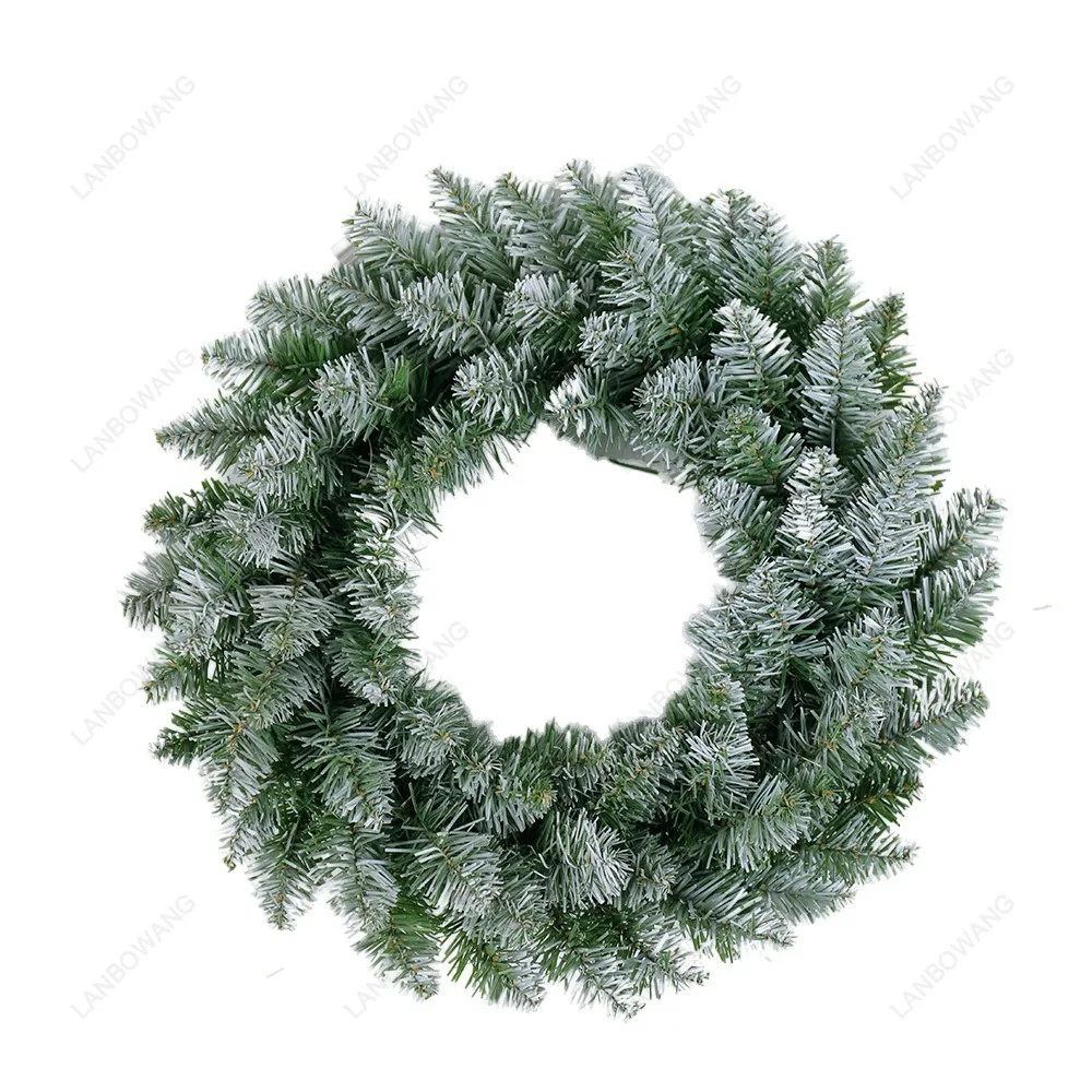 Christmas Point White Flocked Ornament Wreath, Spray Flower Garland For Hotel Mall Window Door Decor