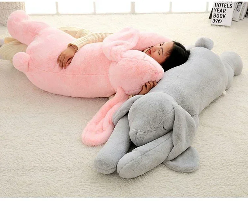 120cm tamanho grande dos desenhos animados grande orelha coelho macio pelúcia boneca gigante animal recheado lance travesseiro crianças presente de aniversário brinquedo