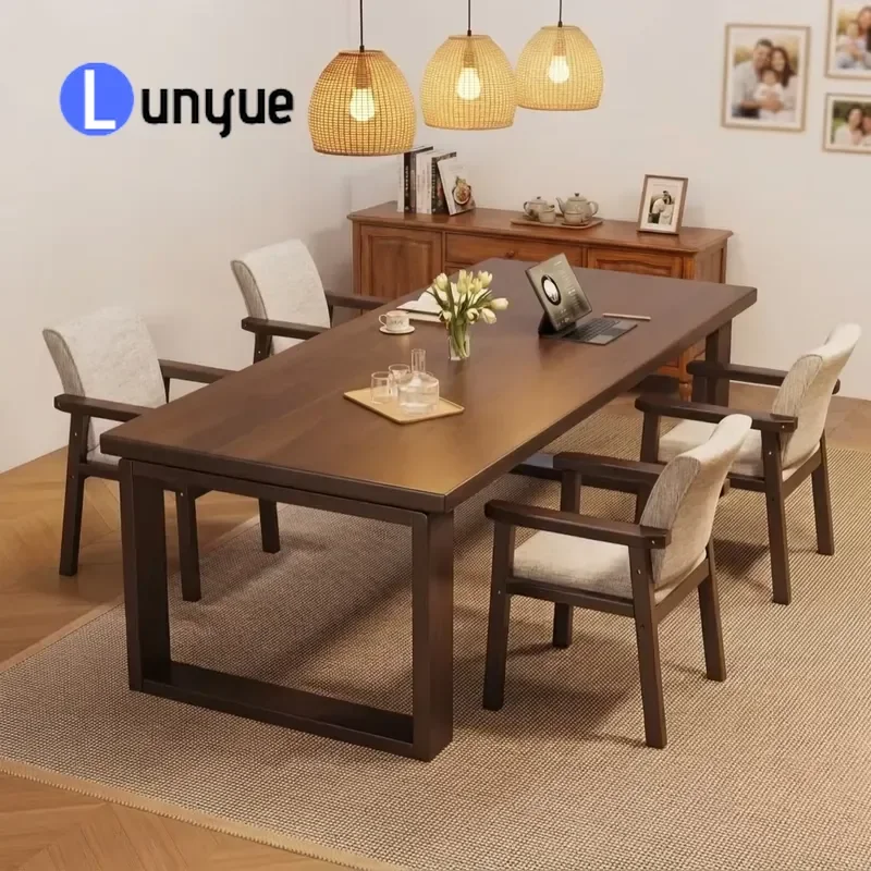 Modern Rubber Wood Dining Table Multi Scene Use Durable Furniture for Dining Room Kitchen Home Decor Stylish Design