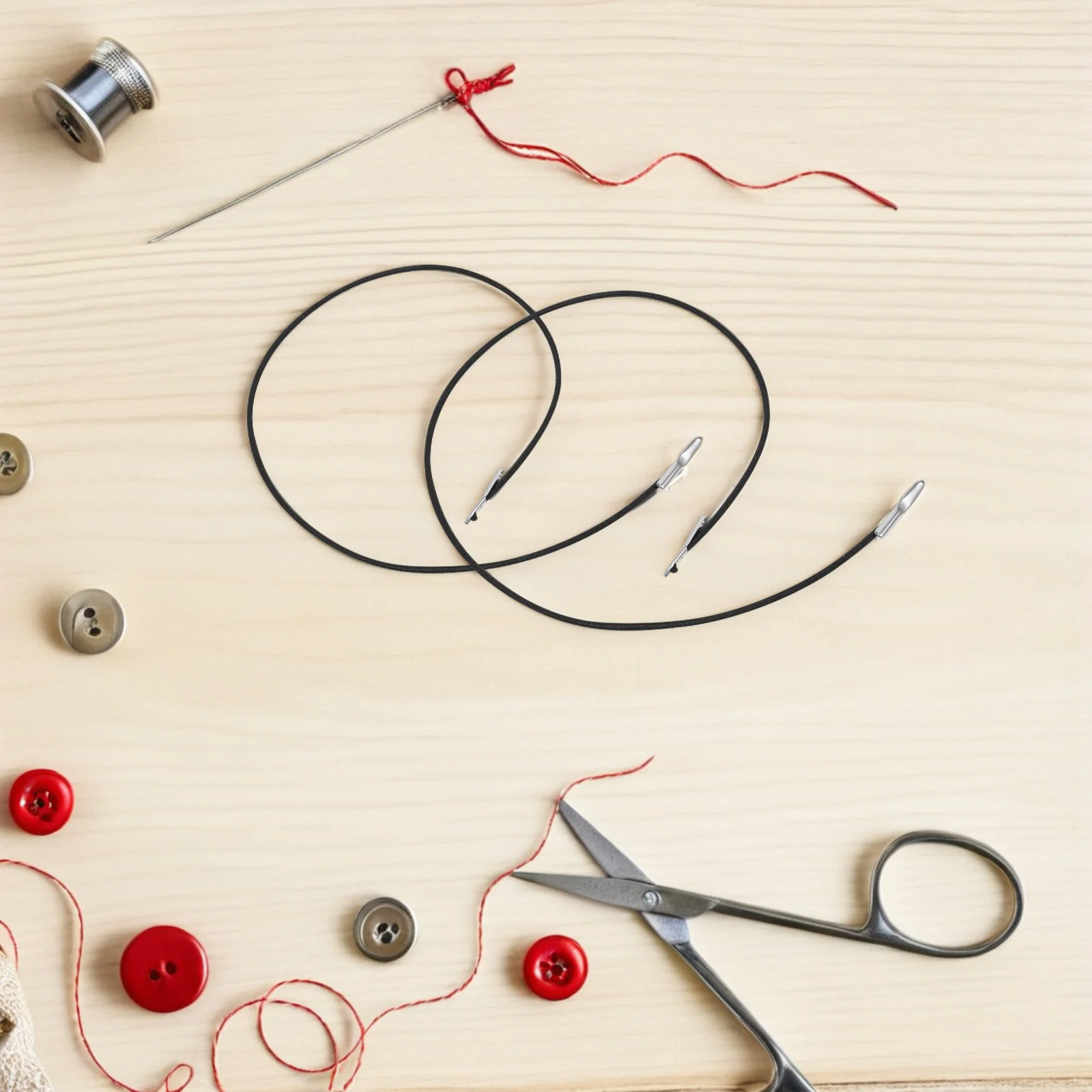 100pcs Barbed Elastic Cord Black Stretchable Rubber Bands For Mask Making Craft Binding String Diy Hat Chin Strap Replacement