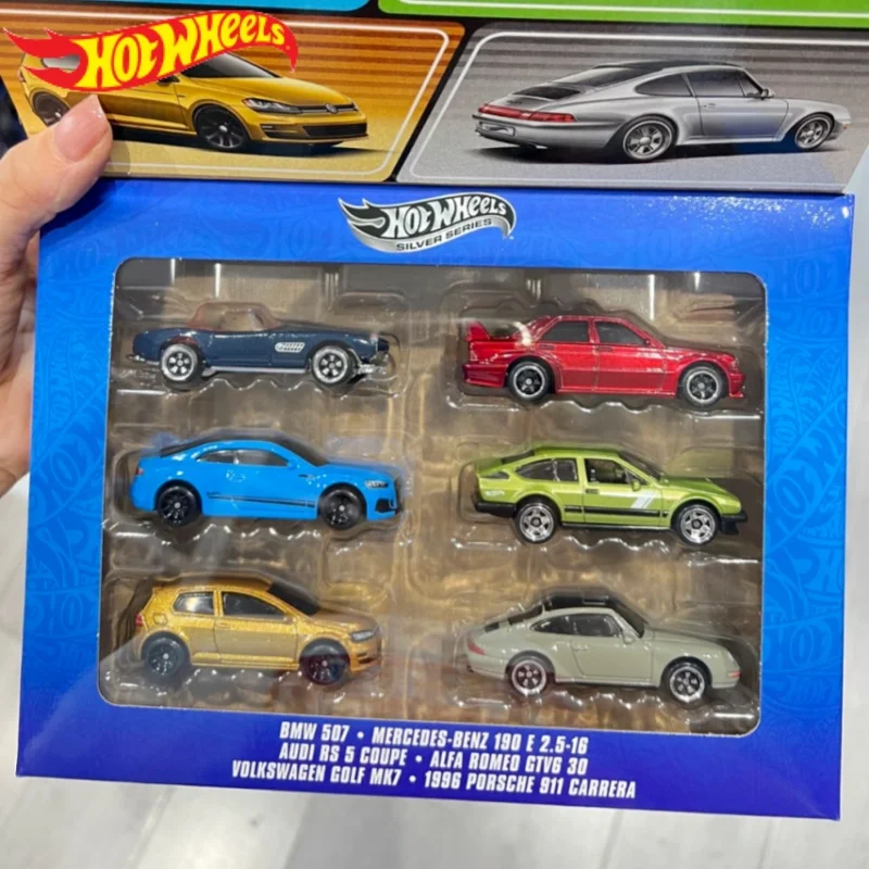 

Original Hot Wheels Silver Label High Quality 6 Vehicles Volkswagen Porsche Volvo Benz Journey JLB25 1:64 Diecast Cars Model