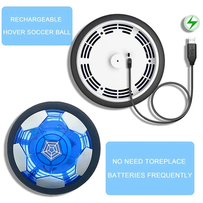 Air Power Hovering Soccer Ball Set USB Rechargeable LED Flashing Floating Air Football Kids Home Games Football Toys Soccer Goal