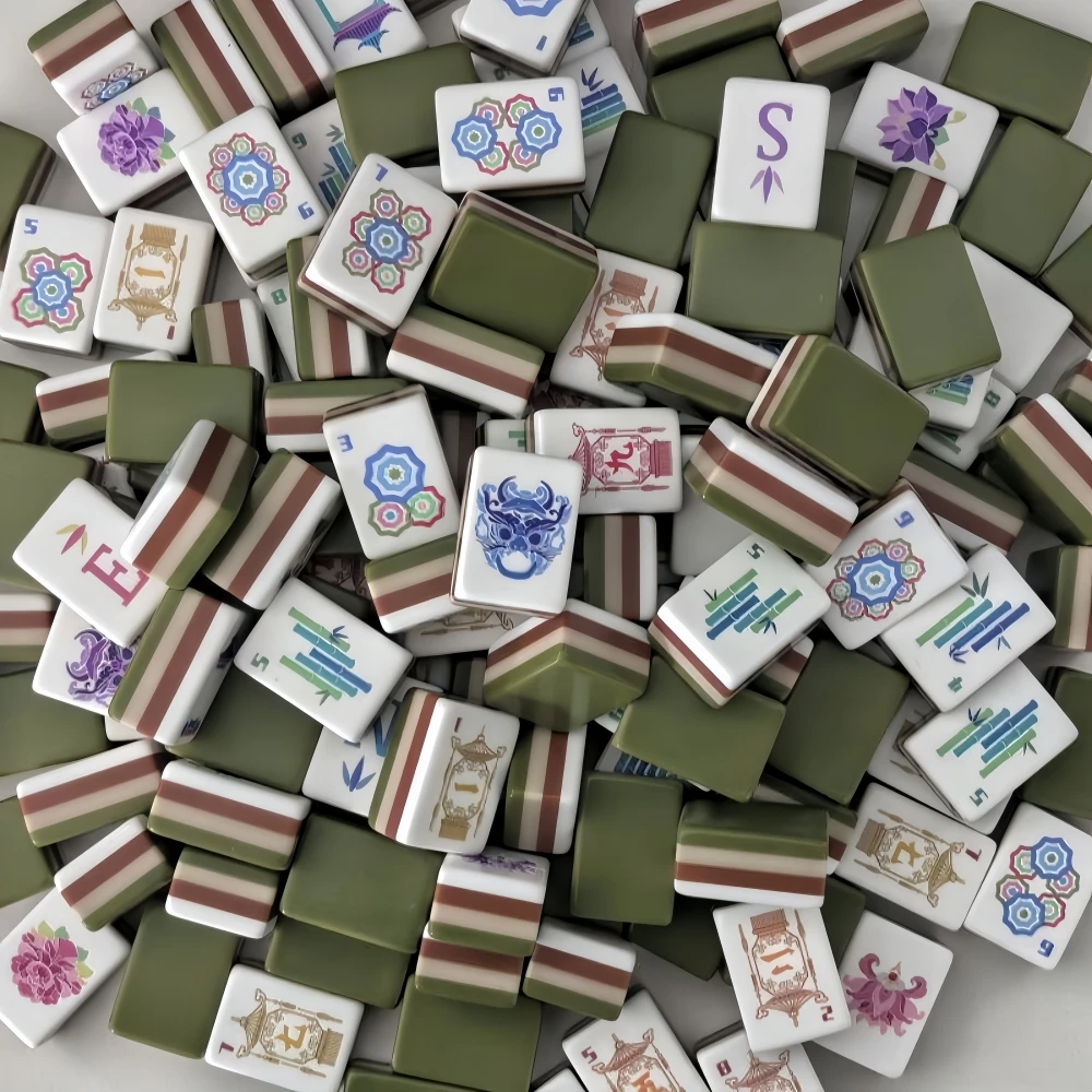 Best Sale Olive Green Mahjong Tiles Luxury American Mahjong Game Set Acrylic Mah Jongg Sets for Indoor Games & Table Activities