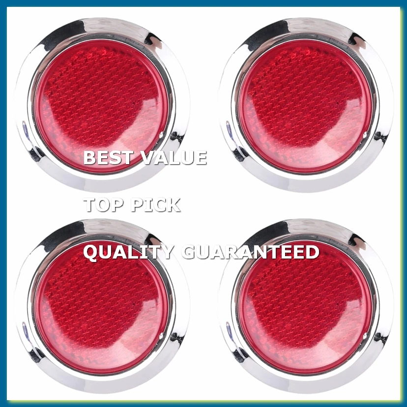 4 Pcs Auto Car Plastic Round Reflective Reflector Sticker Red
