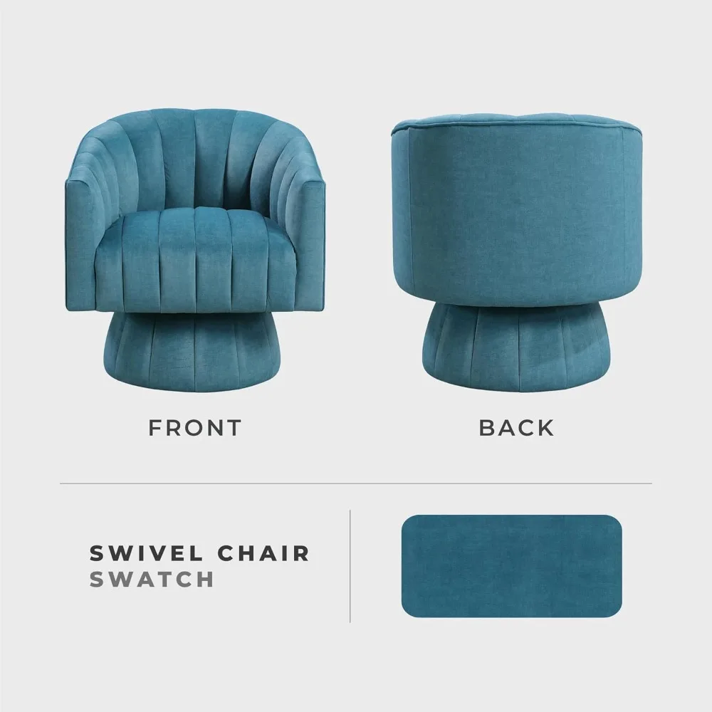 كرسي دوار حديث، كرسي صالة دوار منجد من القماش المخملي مع قاعدة مستديرة وخياطة قناة لـ Li #4