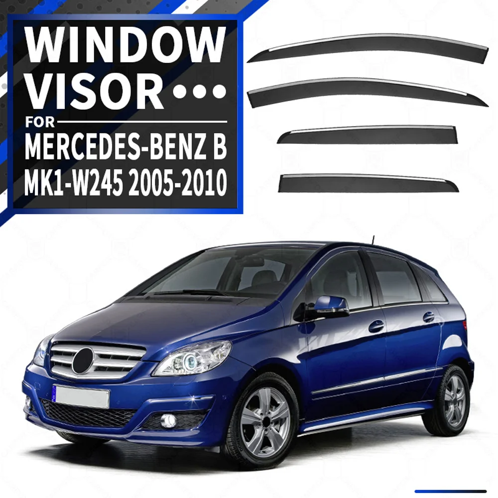 

Chrome Strips Rain Guards for Mercedes-Benz B-Class W245 2005-2011 Window Visor Wind Deflectors Door Visor Vent Shades