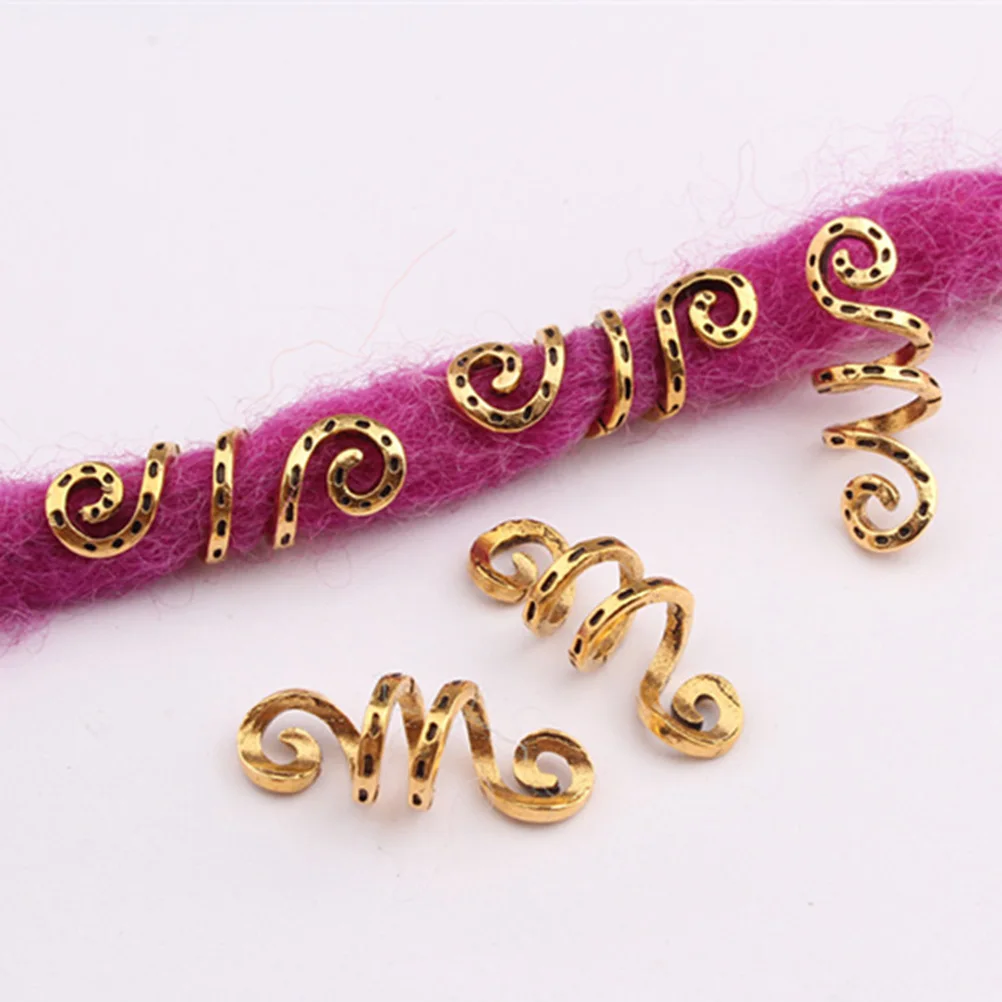 

40 PCS Vintage Hair Tie Dreadlocks Braiding Beads Ring Cuffs Rings Filigree Tube