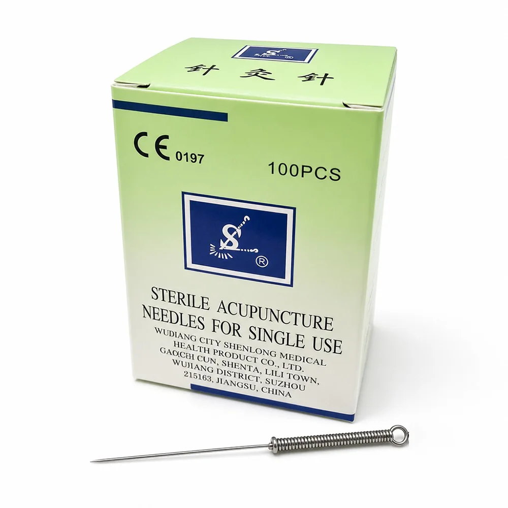 SHENLONG Sterile Acupuncture Needles with Guide Tube 100PCS Disposable Single Use 0.25x40mm 0.25x25mm 0.30x40mm Ring Handle